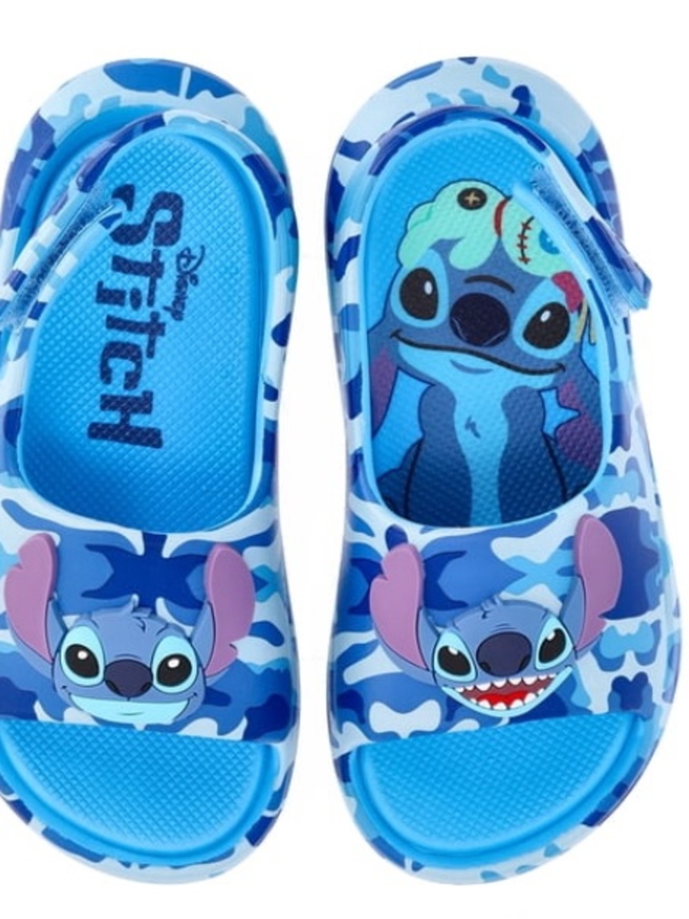 Disney Stitch Blue Camo Kids Slip-On Sandals